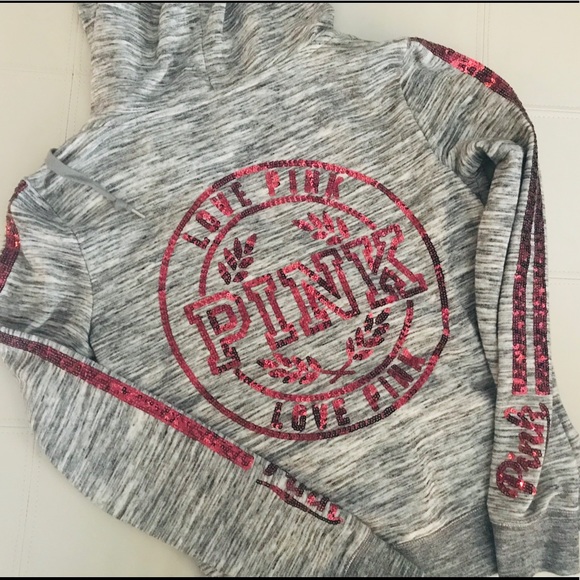 PINK Victoria's Secret Tops - PINK sequin zip-up sweatshirt!